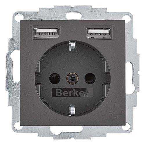 Berker 48031606 Steckdose SCHUKO/USB A-A, B.3/B.7, anthrazit matt Mesch Shop Berker 48031606 Steckdose SCHUKO/USB A-A, B.3/B.7, anthrazit matt Mesch Shop